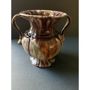 Vintage JASBA KERAMIK German Pottery Vase 1930s Drip Glaze Brown Handcrafted